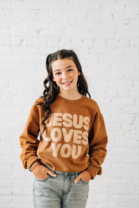 Jesus Loves You Crew Brown