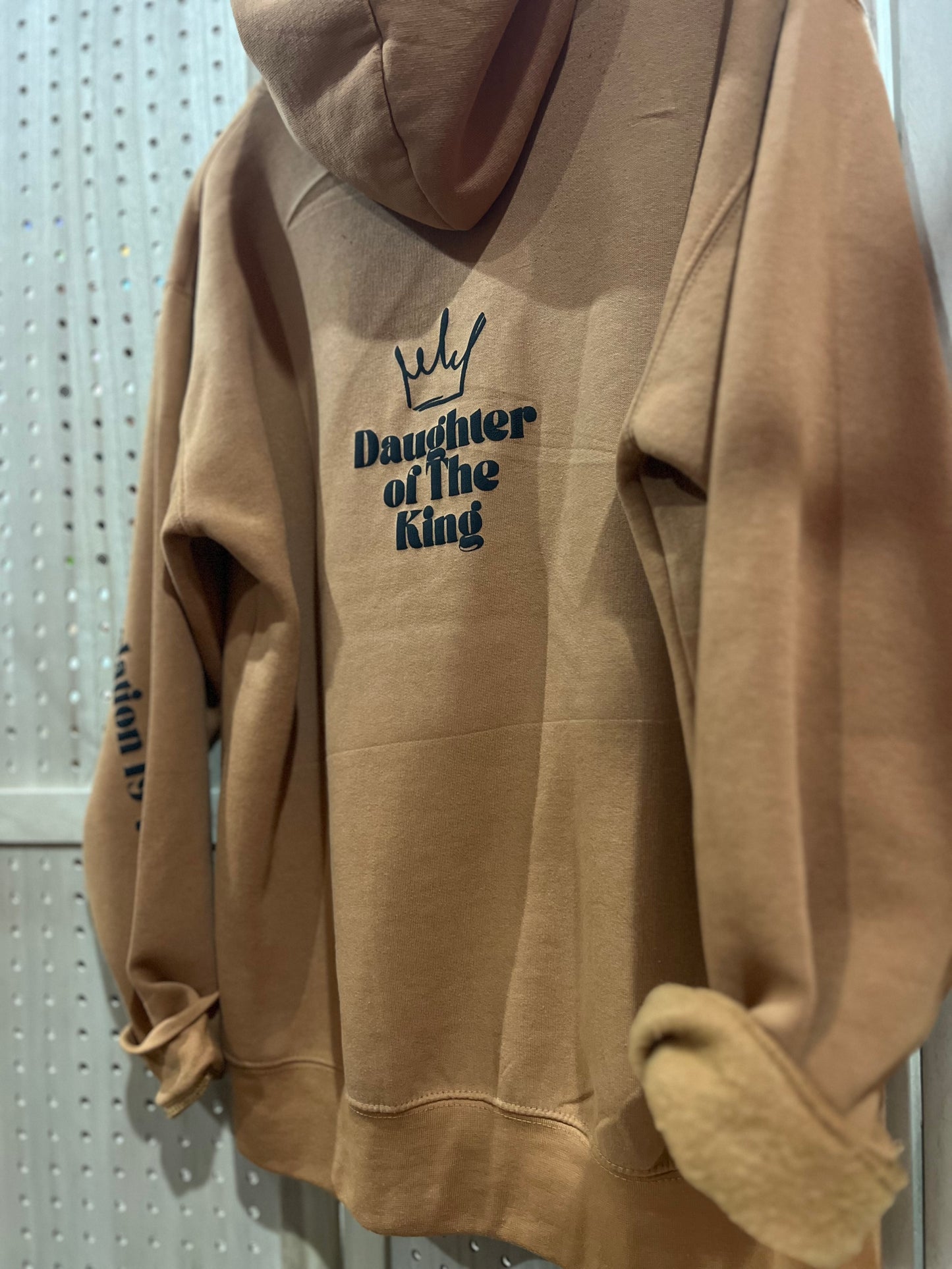 Jesus is King Camel Fleece Hoodie