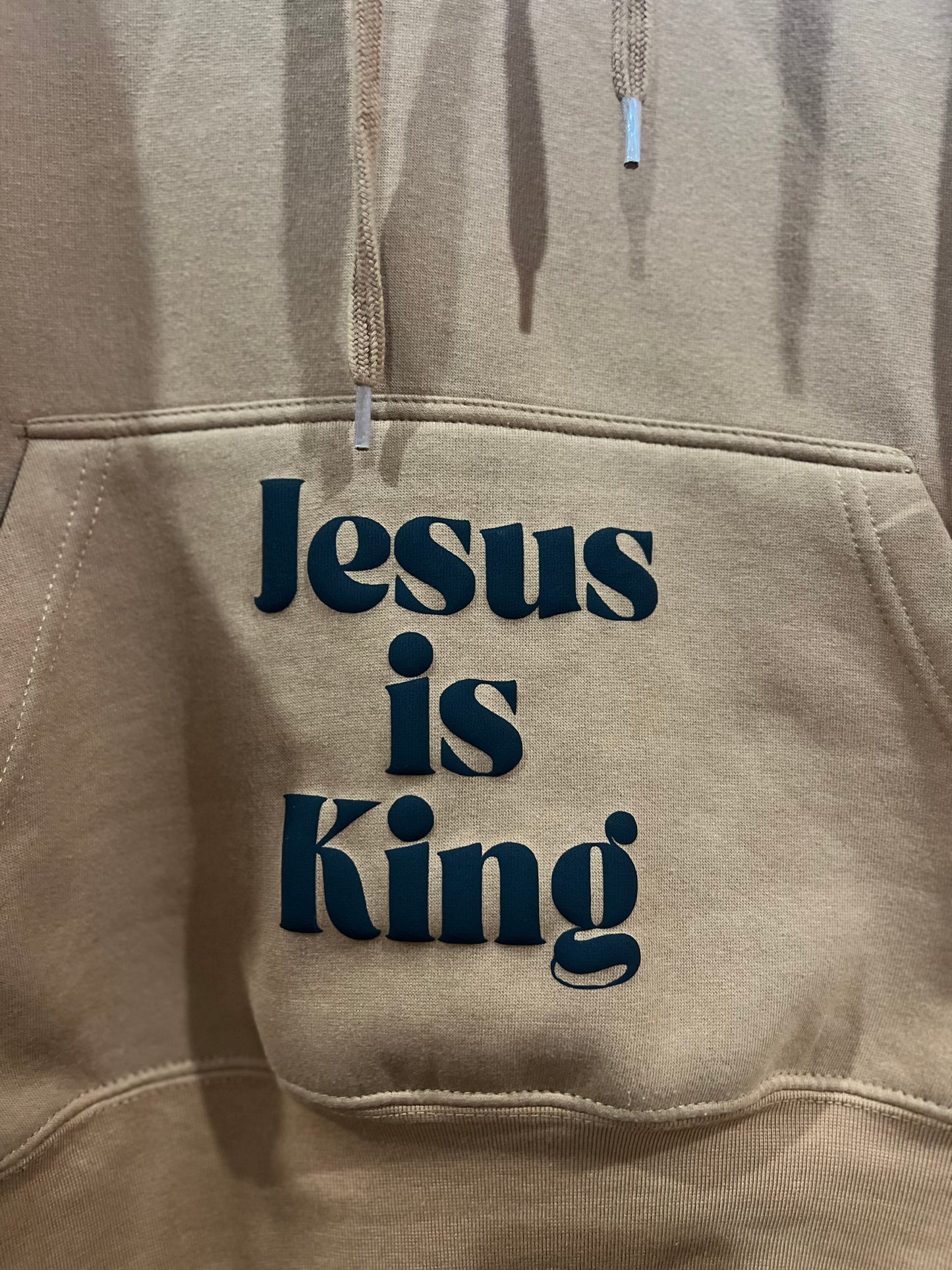 Jesus is King Camel Fleece Hoodie