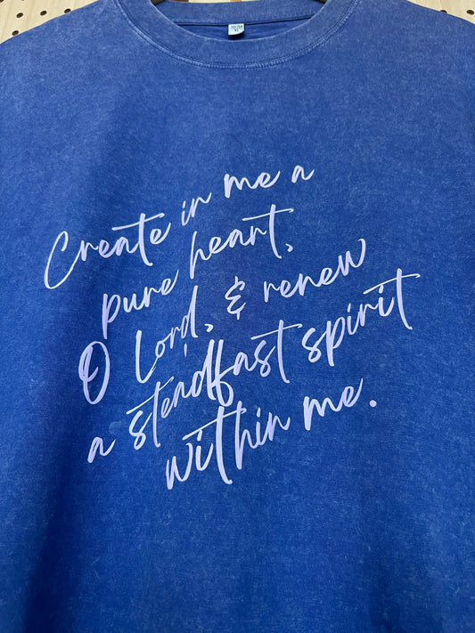 Create In Me Vintage Tee : Lilac on Blue