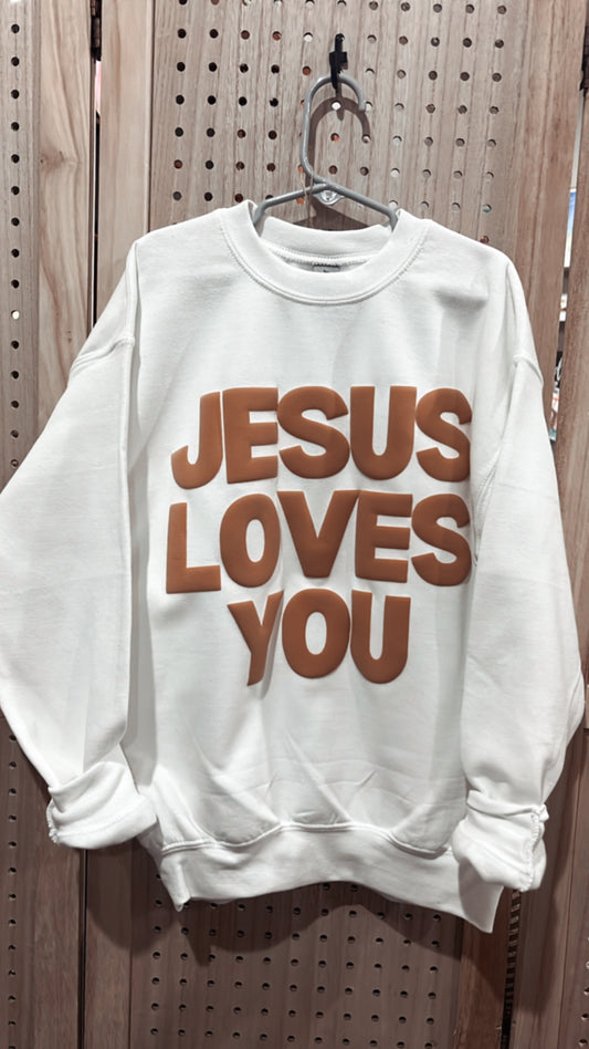 Jesus Loves You Crew White