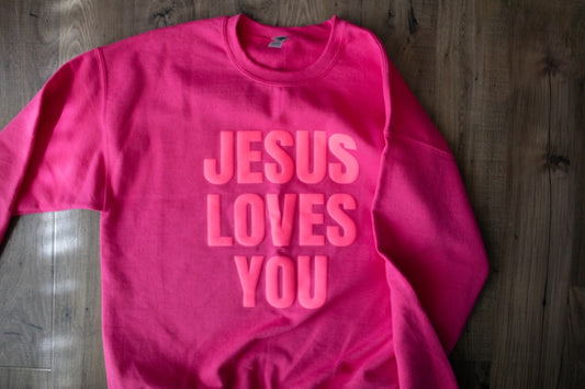 Jesus Loves You Crew Pink