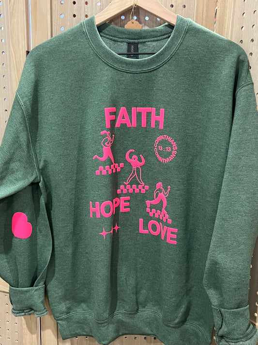 Faith Hope Love Retro Crewneck