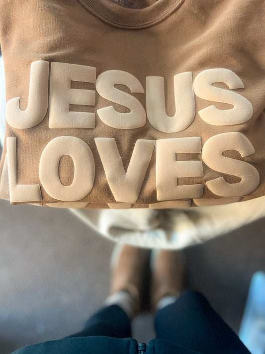 Jesus Loves You Crew Brown
